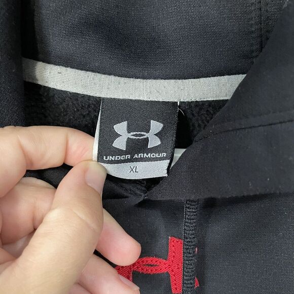 Under Armour Hoodie Mens XLarge Ball State Cardinals Black Red Sweater Football‎ - Picture 5 of 12